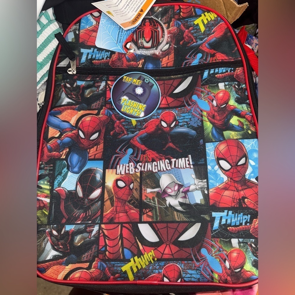 Spider-Man Boys 16" Laptop Backpack with Light Up Badge, Red